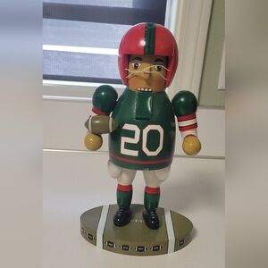 Green Football Player Nutcracker Figurine